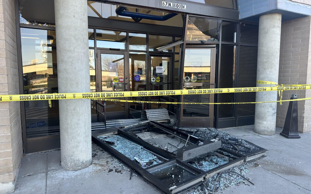 Astro Van Drives Through Front Of Vernal Post Office